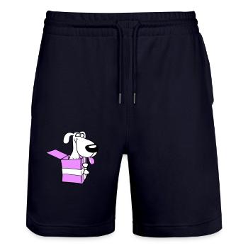 Hund Geschenk Box Lustig Verrückt Überraschung Fun - Stanley/Stella Unisex Bio Joggingshorts Trainer  - Dark navy - Vorne - Nik (191cm) & Marisol (170cm)