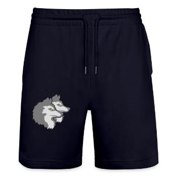 Team Logo Wolf Pack - Stanley/Stella Trainer Unisex Organic Jogging Shorts - dark navy - Front - Nik (191cm) & Marisol (170cm)