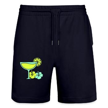 cocktail hibiskus - Stanley/Stella Unisex Bio Joggingshorts Trainer  - Dark navy - Vorne - Nik (191cm) & Marisol (170cm)