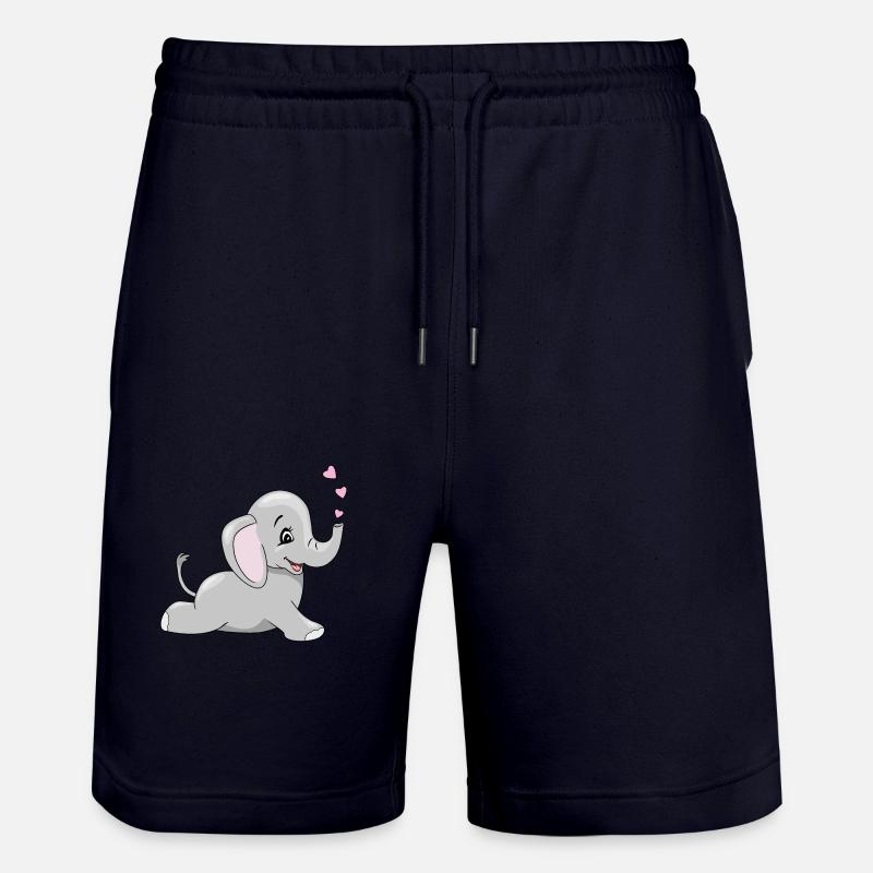 Couché heureux bébé éléphant - Short de jogging bio TRAINER Stanley/Stella unisexe - marine foncé