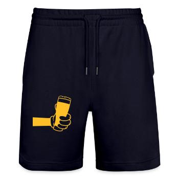 Anstoßen Bierglas Comic Hand - Stanley/Stella Unisex Bio Joggingshorts Trainer  - Dark navy - Vorne - Nik (191cm) & Marisol (170cm)