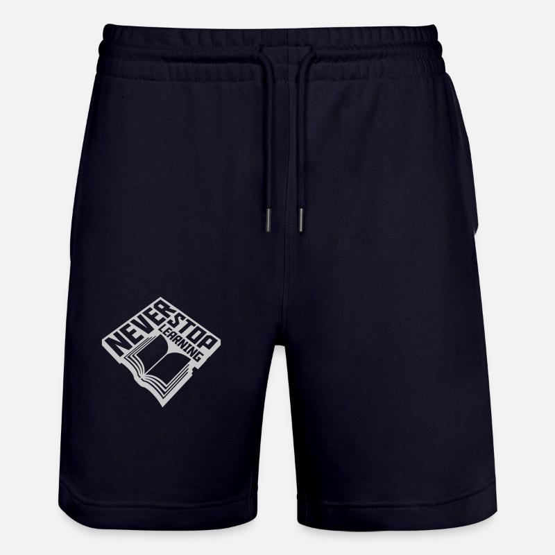 never stop learning quote - Stanley/Stella Trainer Unisex Organic Jogging Shorts - dark navy