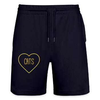 Cat lover - Stanley/Stella Trainer Unisex Organic Jogging Shorts - dark navy - Front - Nik (191cm) & Marisol (170cm)