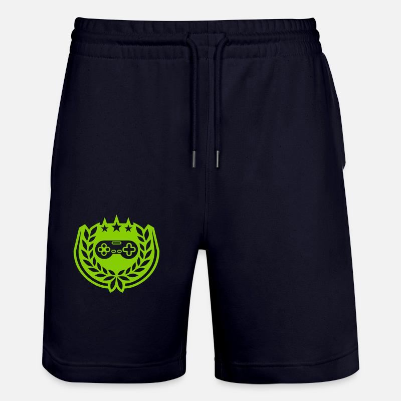 Retro Controller Stars Laurel Wreath - Stanley/Stella Trainer Unisex Organic Jogging Shorts - dark navy