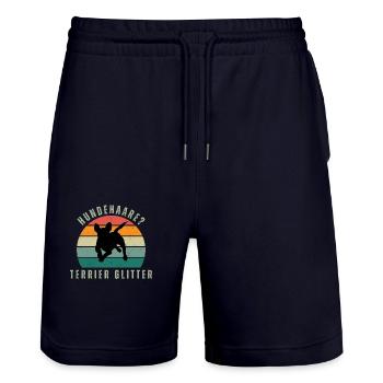 Terrier Glitter Retro Sunset - Stanley/Stella Unisex Bio Joggingshorts Trainer  - Dark navy - Vorne - Nik (191cm) & Marisol (170cm)