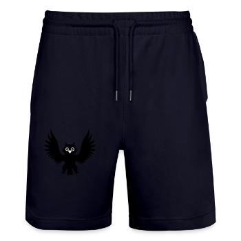 hibou oiseau aigle hibou oiseau de nuit corbeau noir volant cool - Short de jogging bio TRAINER Stanley/Stella unisexe - marine foncé - Devant - Nik (191cm) & Marisol (170cm)