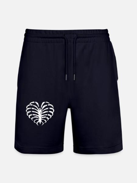 Skeleton Heart - Stanley/Stella Trainer Unisex Organic Jogging Shorts - dark navy