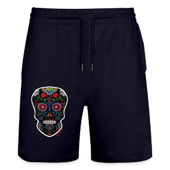 Crâne Mexicain - Short de jogging bio TRAINER Stanley/Stella unisexe - marine foncé - Devant - Nik (191cm) & Marisol (170cm)