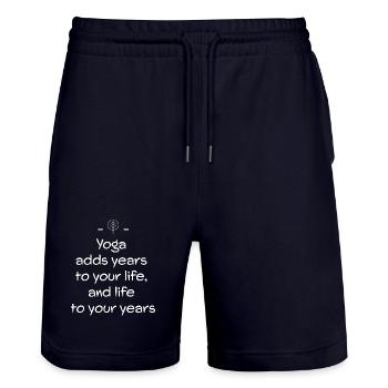 Yoga - Stanley/Stella Trainer Unisex Organic Jogging Shorts - dark navy - Front - Nik (191cm) & Marisol (170cm)