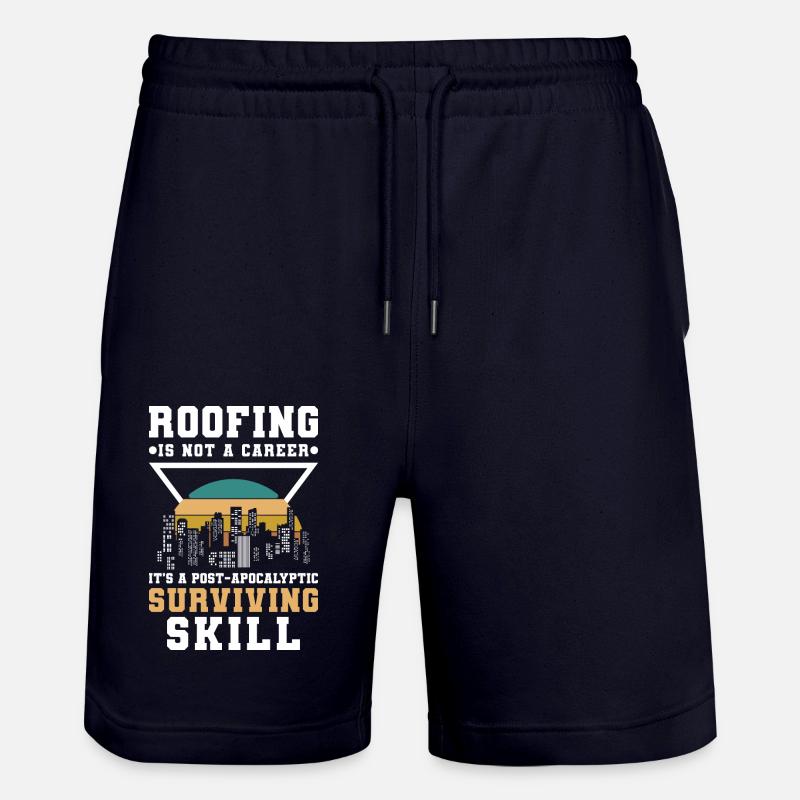 Master Roofer Construction Site - Stanley/Stella Trainer Unisex Organic Jogging Shorts - dark navy