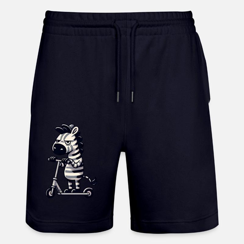 Zebra Kickroller Skurril Lustig Comic - Stanley/Stella Unisex Bio Joggingshorts Trainer  - Dark navy