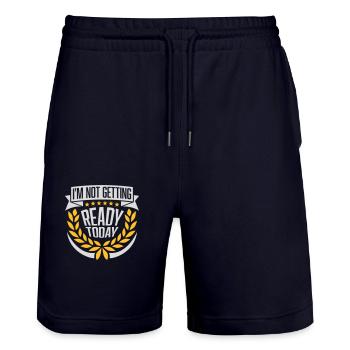 not getting ready today - Stanley/Stella Unisex Bio Joggingshorts Trainer  - Dark navy - Vorne - Nik (191cm) & Marisol (170cm)