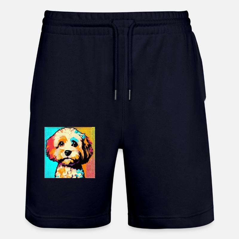 Cavapoo Pop Art - Stanley/Stella Unisex Bio Joggingshorts Trainer  - Dark navy