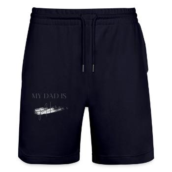 My Dad is my Hero - Stanley/Stella Unisex Bio Joggingshorts Trainer  - Dark navy - Vorne - Nik (191cm) & Marisol (170cm)