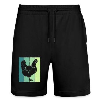 Chicken - Stanley/Stella Trainer Unisex Organic Jogging Shorts - black - Front - Nik (191cm) & Marisol (170cm)