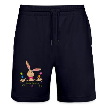 frohe Ostern - Stanley/Stella Unisex Bio Joggingshorts Trainer  - Dark navy - Vorne - Nik (191cm) & Marisol (170cm)