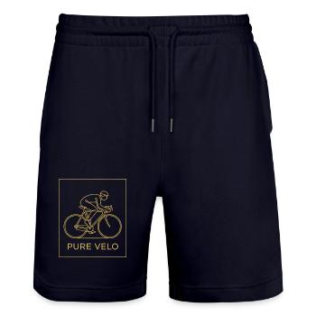 Pure Velo Gold Line Radfahrer - Stanley/Stella Unisex Bio Joggingshorts Trainer  - Dark navy - Vorne - Nik (191cm) & Marisol (170cm)