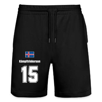 Island Trikot Nr.15 - Stanley/Stella Unisex Bio Joggingshorts Trainer  - Schwarz - Vorne - Nik (191cm) & Marisol (170cm)