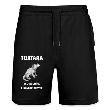 Tuatara Le hipster dinosaure original - Short de jogging bio TRAINER Stanley/Stella unisexe - noir - Devant - Nik (191cm) & Marisol (170cm)
