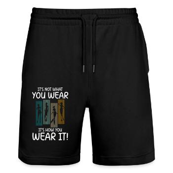 Modeliebhaber Individuell Lifestyle Trendsetter - Stanley/Stella Unisex Bio Joggingshorts Trainer  - Schwarz - Vorne - Nik (191cm) & Marisol (170cm)