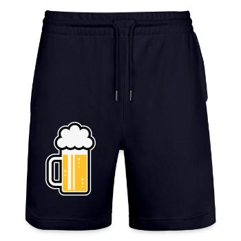 XFrohsinn (Links / Gold White Black) - Stanley/Stella Unisex Bio Joggingshorts Trainer  - Dark navy - Vorne - Nik (191cm) & Marisol (170cm)