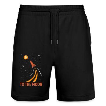 Le bitcoin sur la lune - Short de jogging bio TRAINER Stanley/Stella unisexe - noir - Devant - Nik (191cm) & Marisol (170cm)