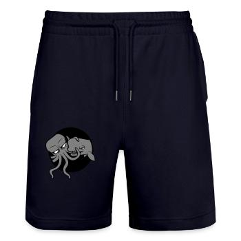 Oktopus Wal 2 Kämpfen Tiefsee Monster Seemonster - Stanley/Stella Unisex Bio Joggingshorts Trainer  - Dark navy - Vorne - Nik (191cm) & Marisol (170cm)