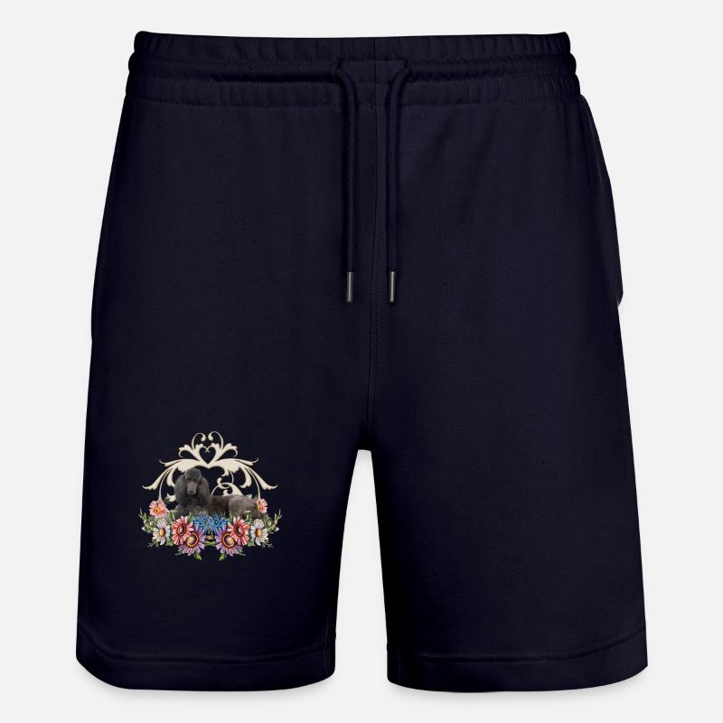 Caniche mignon avec des fleurs - Short de jogging bio TRAINER Stanley/Stella unisexe - marine foncé