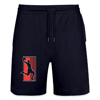 Basketball Basketballer - Stanley/Stella Unisex Bio Joggingshorts Trainer  - Dark navy - Vorne - Nik (191cm) & Marisol (170cm)