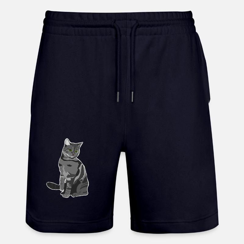 Graue Katze - Stanley/Stella Unisex Bio Joggingshorts Trainer  - Dark navy