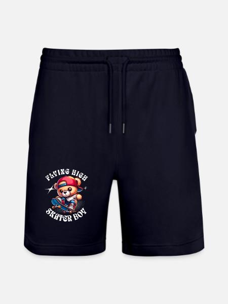 Skater teddy bear on skateboard - Stanley/Stella Trainer Unisex Organic Jogging Shorts - dark navy