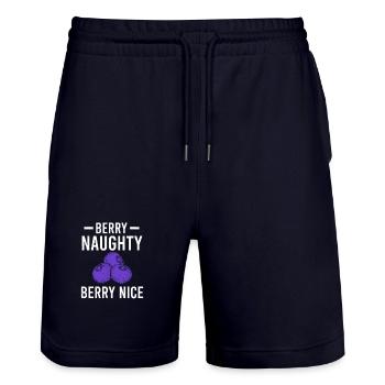 Blueberry Lustige Obst  Frucht Blaubeere Vintage B - Stanley/Stella Unisex Bio Joggingshorts Trainer  - Dark navy - Vorne - Nik (191cm) & Marisol (170cm)