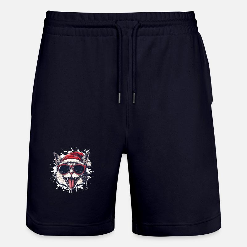 Chat Noël Drôle - Short de jogging bio TRAINER Stanley/Stella unisexe - marine foncé
