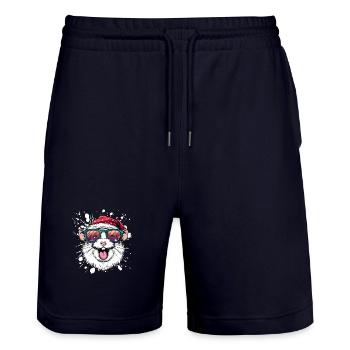 Hamster Christmas Funny - Stanley/Stella Trainer Unisex Organic Jogging Shorts - dark navy - Front - Nik (191cm) & Marisol (170cm)