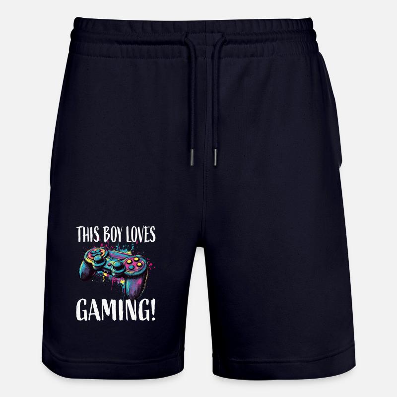 This Boy Loves Gaming Controller - Stanley/Stella Unisex Bio Joggingshorts Trainer - Dark navy