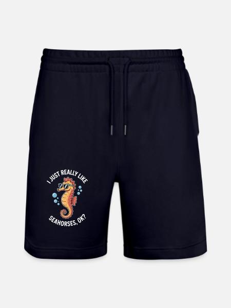Seepferdchen Spruch Lustiges Seepferdchen Geschenk - Stanley/Stella Unisex Bio Joggingshorts Trainer - Dark navy