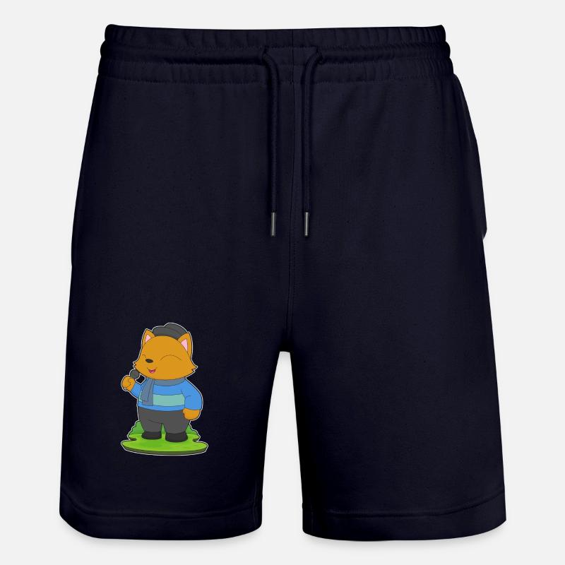 Cat Singer Microphone Singing - Stanley/Stella Trainer Unisex Organic Jogging Shorts - dark navy
