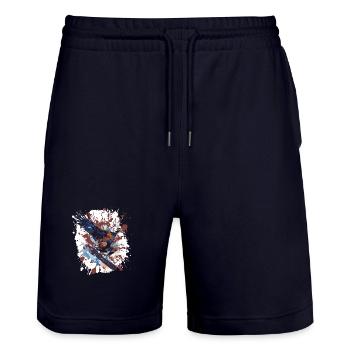 Adler Snowboard - Stanley/Stella Trainer Unisex Organic Jogging Shorts - dark navy - Front - Nik (191cm) & Marisol (170cm)