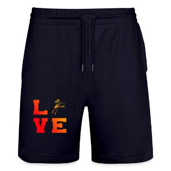 Pickleball athlete gift idea for the birthday - Stanley/Stella Trainer Unisex Organic Jogging Shorts - dark navy - Front - Nik (191cm) & Marisol (170cm)