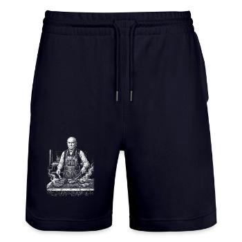 John Quincy Adams beim BBQ Grillen - Stanley/Stella Unisex Bio Joggingshorts Trainer  - Dark navy - Vorne - Nik (191cm) & Marisol (170cm)