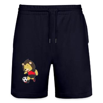 Löwe Fußballspieler Fußball - Stanley/Stella Unisex Bio Joggingshorts Trainer  - Dark navy - Vorne - Nik (191cm) & Marisol (170cm)
