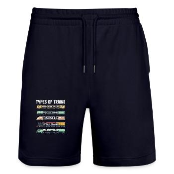 Zugarten Dampflok Güterzug Monorail Eisenbahn - Stanley/Stella Unisex Bio Joggingshorts Trainer  - Dark navy - Vorne - Nik (191cm) & Marisol (170cm)