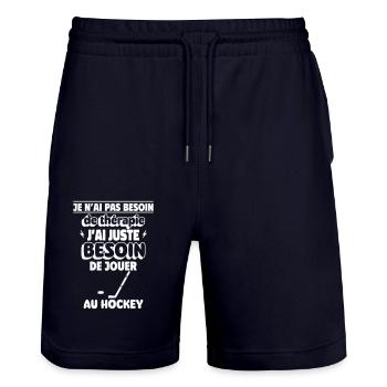 Pas besoin de thérapie, juste de hockey ! - Short de jogging bio TRAINER Stanley/Stella unisexe - marine foncé - Devant - Nik (191cm) & Marisol (170cm)