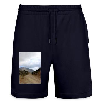 Mountain Mountains Mountain Landscape Poster - Stanley/Stella Trainer Unisex Organic Jogging Shorts - dark navy - Front - Nik (191cm) & Marisol (170cm)