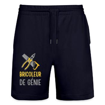 Le bricoleur de génie - Short de jogging bio TRAINER Stanley/Stella unisexe - marine foncé - Devant - Nik (191cm) & Marisol (170cm)