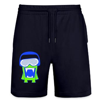 DJ Monster Alien Alien Party Music Fun - Stanley/Stella Trainer Unisex Organic Jogging Shorts - dark navy - Front - Nik (191cm) & Marisol (170cm)