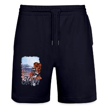 Ich will Meer – maritimes Mädchen Design - Stanley/Stella Unisex Bio Joggingshorts Trainer  - Dark navy - Vorne - Nik (191cm) & Marisol (170cm)