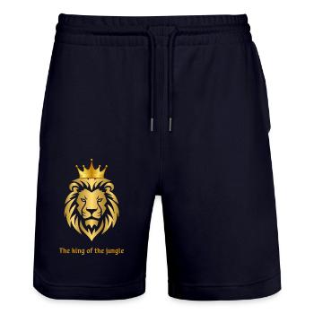 "The king of the jungle" - Stanley/Stella Unisex Bio Joggingshorts Trainer  - Dark navy - Vorne - Nik (191cm) & Marisol (170cm)