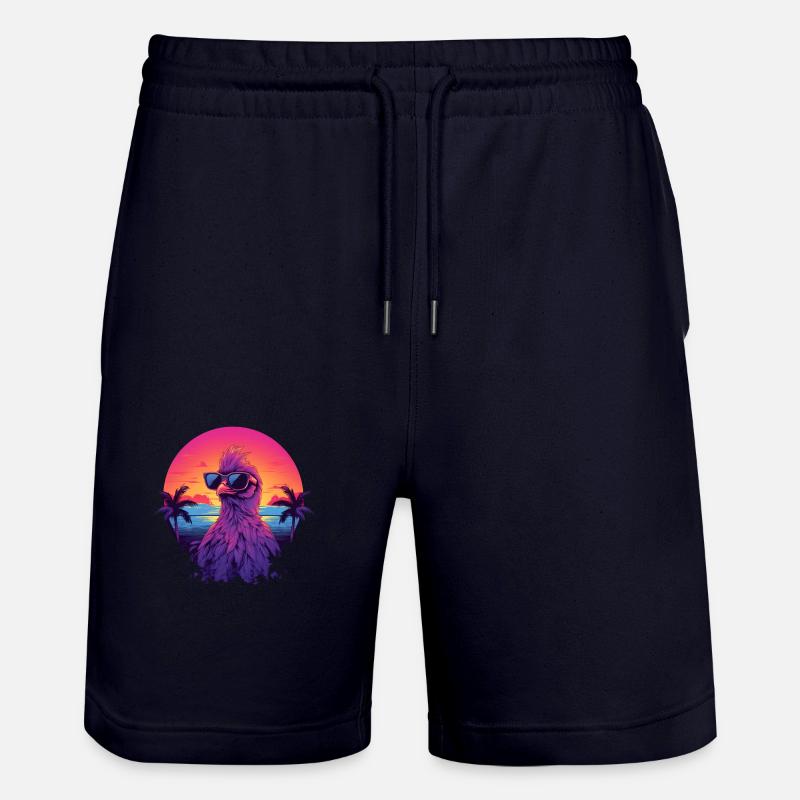 Synthwave Chicken Sunset - Short de jogging bio TRAINER Stanley/Stella unisexe - marine foncé
