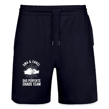 Großmutter Enkel Oma - Stanley/Stella Unisex Bio Joggingshorts Trainer  - Dark navy - Vorne - Nik (191cm) & Marisol (170cm)